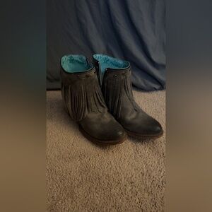 Corral Fringe Grey Distressed Booties